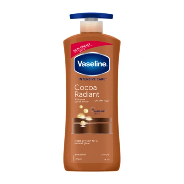 لوسیون بدن وازلین مدل Cocoa Radiant حاوی کره کاکائو حجم 725 میلی‌لیتر