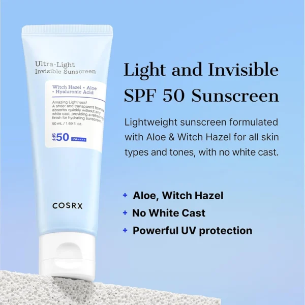 ضدآفتاب سبک و نامرئی کوزارکس الترا لایت COSRX Ultra-Light Invisible Sunscreen SPF 50 اصل