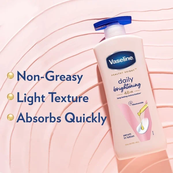 لوسیون بدن روشن‌کننده وازلین Healthy Bright Daily Brightening حجم ۷۲۵ میل اصل