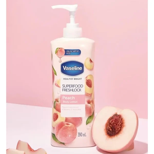 لوسیون بدن هلو وازلین Healthy Bright Superfood Freshlock Peach