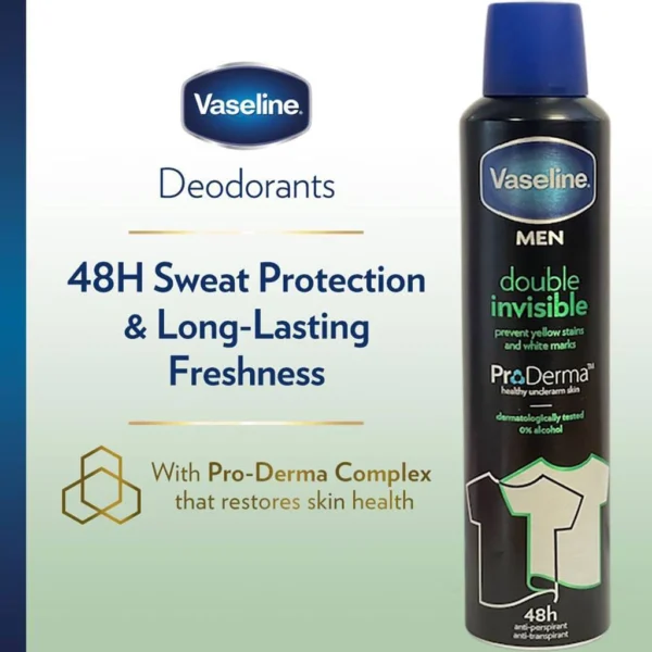 اسپری ضد تعریق وازلین مردانه مدل Vaseline Double Invisible اصل ایتالیایی