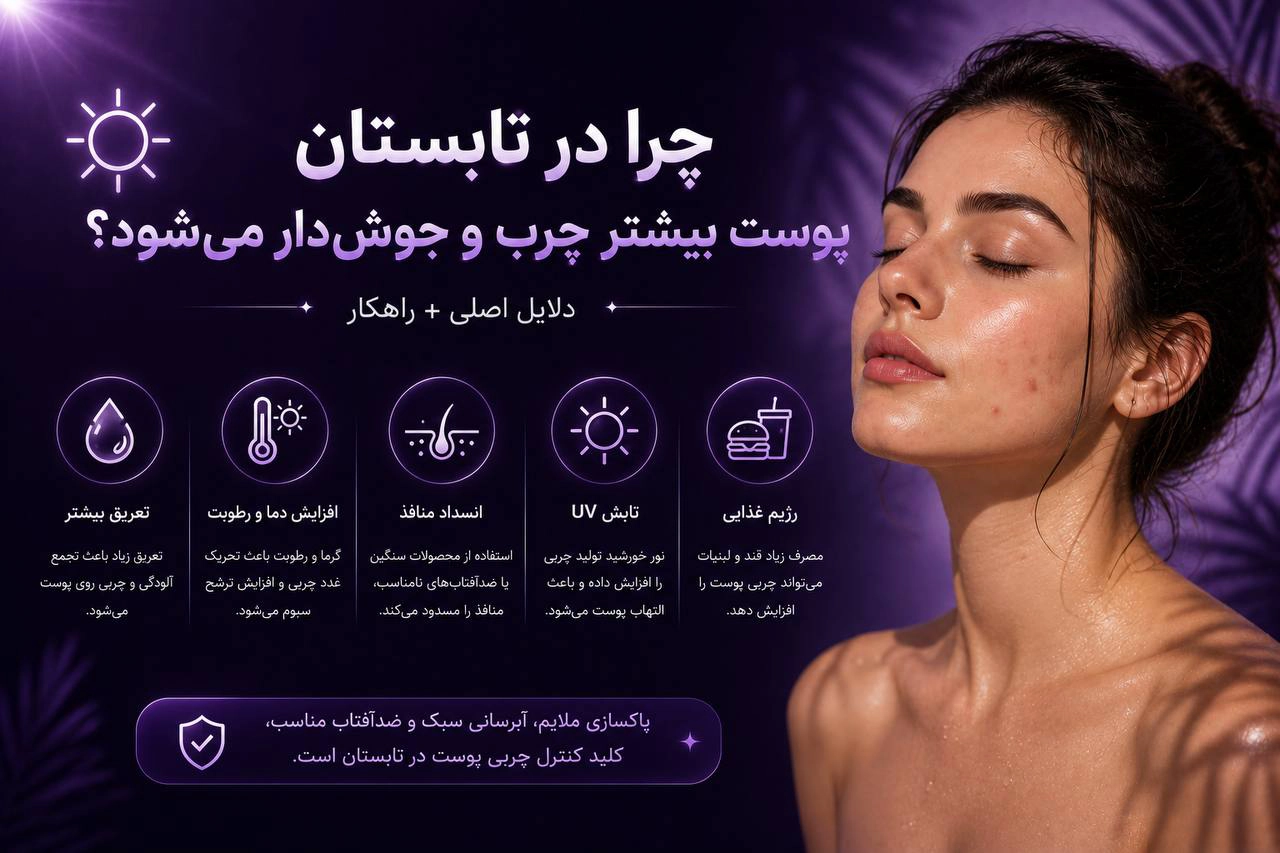 چرا در تابستان پوست چرب و جوشدار میشود ؟ سلین بیوتی